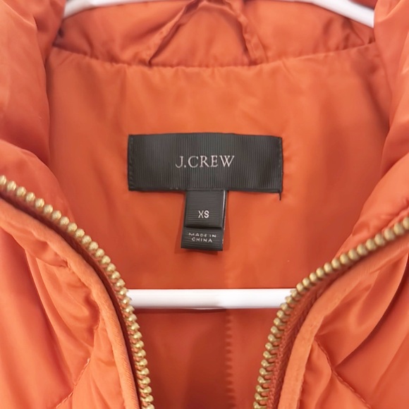 J.Crew Rust Orange Quilted Down filled vest zip pockets women size XS - Picture 6 of 8